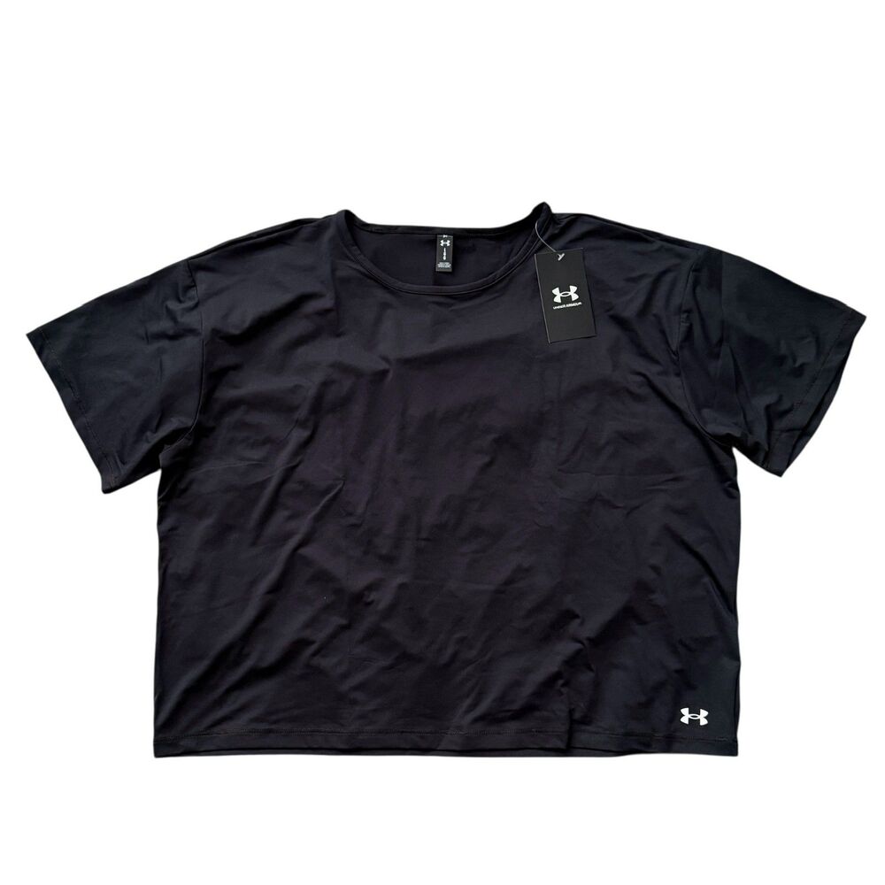 NWT UNDER ARMOUR Women's Loose Oversized Black Short Sleeve Top T Shirt